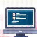 Icône représentant une plateforme e-learning avec des éléments interactifs